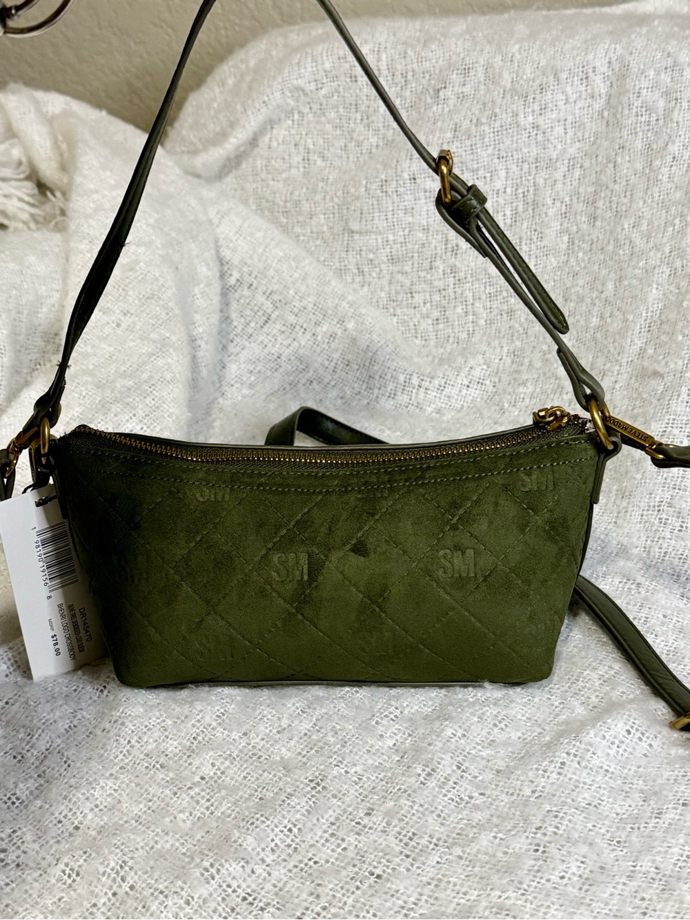 Steve Madden Quilted Olive Crossbody Shoulder Bag